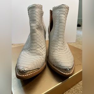 Jeffrey Campbell Cromwell White Snakeskin Bootie